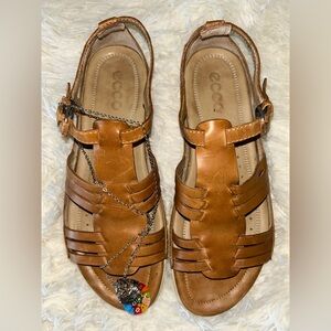 Ecco Tan Leather Fisherman Sandals